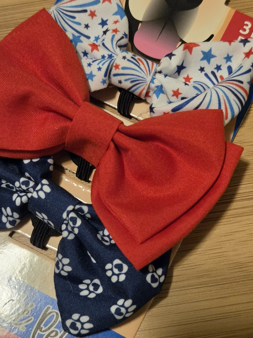 Red & Navy Patriotic Dog Bow Tie Set